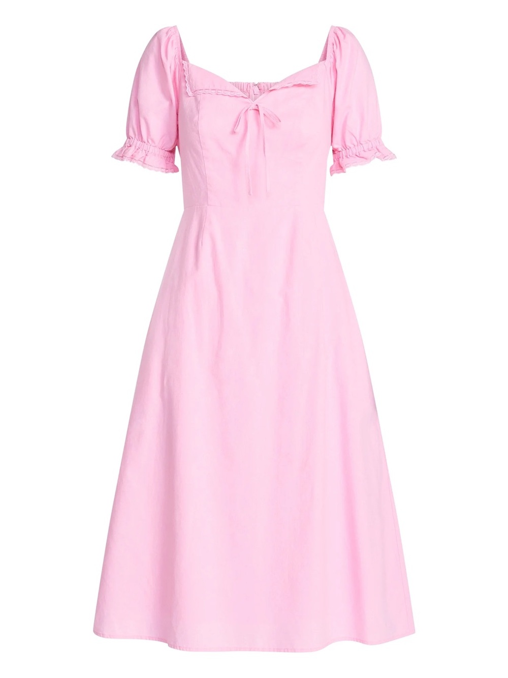 NWT Classic Pink Puff-Sleeve Midi Dress size M